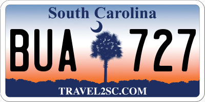 SC license plate BUA727
