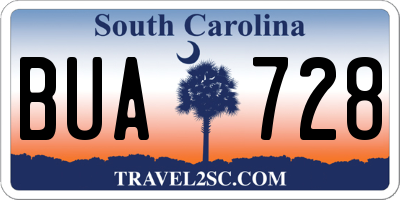 SC license plate BUA728