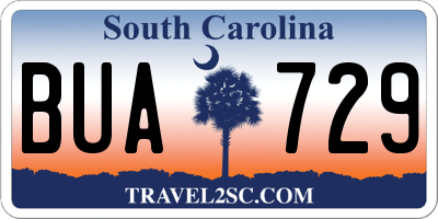 SC license plate BUA729
