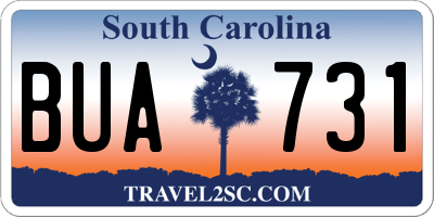 SC license plate BUA731