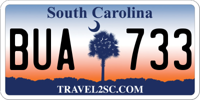 SC license plate BUA733