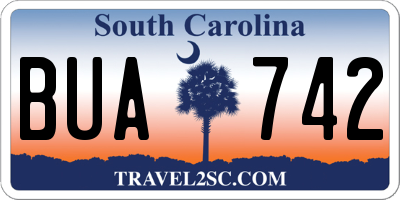 SC license plate BUA742