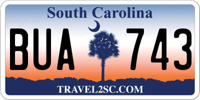 SC license plate BUA743