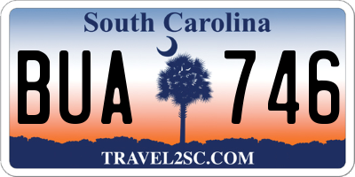 SC license plate BUA746