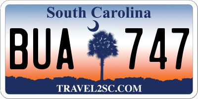 SC license plate BUA747