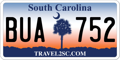 SC license plate BUA752