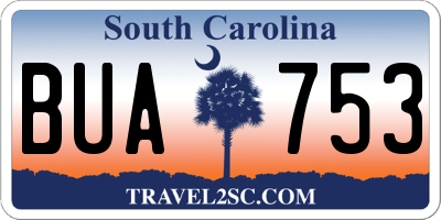 SC license plate BUA753