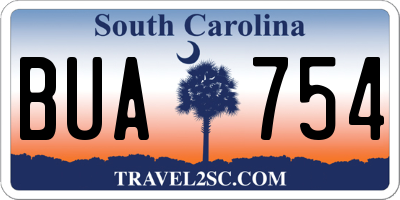 SC license plate BUA754
