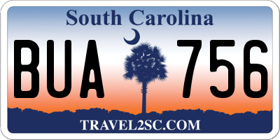 SC license plate BUA756