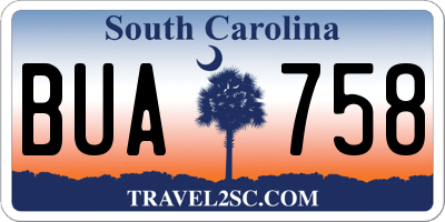 SC license plate BUA758
