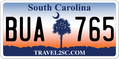 SC license plate BUA765