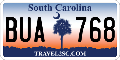 SC license plate BUA768