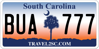 SC license plate BUA777