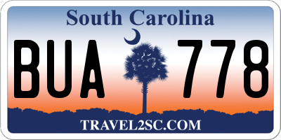 SC license plate BUA778