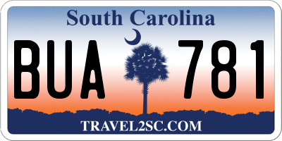 SC license plate BUA781