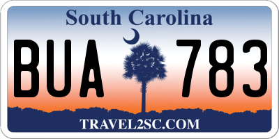 SC license plate BUA783