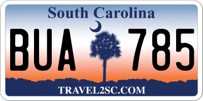 SC license plate BUA785