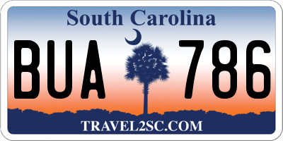 SC license plate BUA786