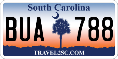 SC license plate BUA788