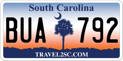 SC license plate BUA792