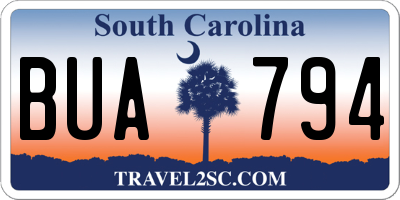 SC license plate BUA794