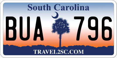 SC license plate BUA796