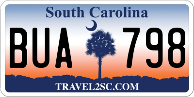SC license plate BUA798