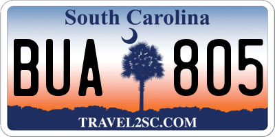 SC license plate BUA805