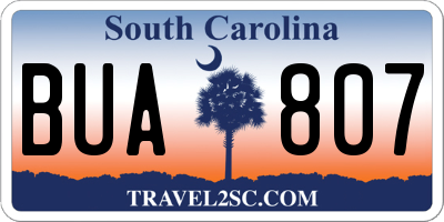 SC license plate BUA807