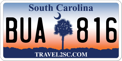 SC license plate BUA816