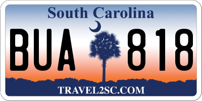 SC license plate BUA818