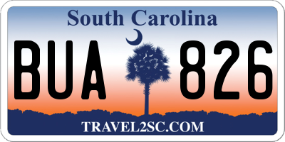 SC license plate BUA826