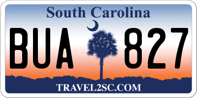 SC license plate BUA827