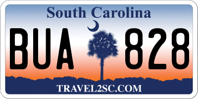 SC license plate BUA828