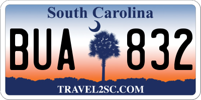 SC license plate BUA832