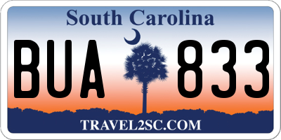 SC license plate BUA833