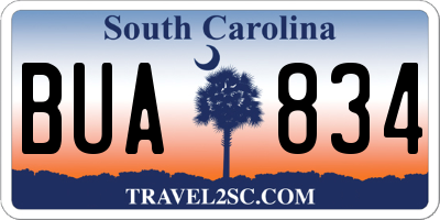 SC license plate BUA834
