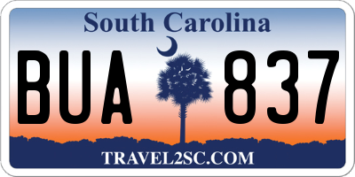 SC license plate BUA837