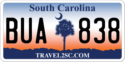 SC license plate BUA838