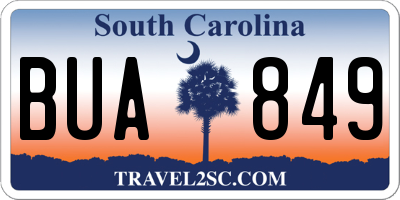 SC license plate BUA849