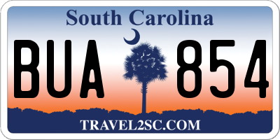SC license plate BUA854