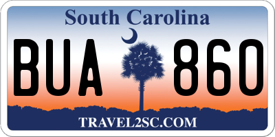 SC license plate BUA860