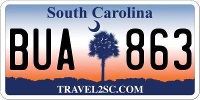SC license plate BUA863