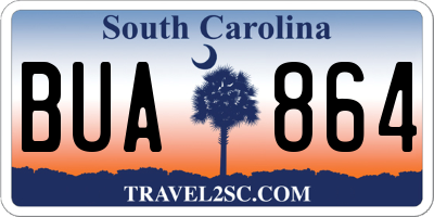 SC license plate BUA864