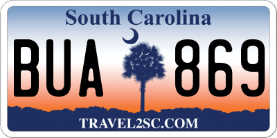 SC license plate BUA869