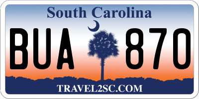 SC license plate BUA870