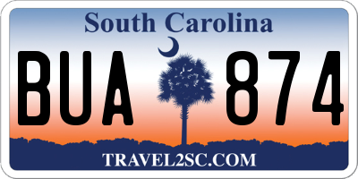 SC license plate BUA874