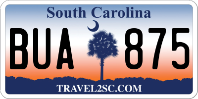 SC license plate BUA875