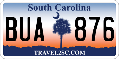 SC license plate BUA876