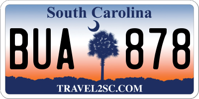 SC license plate BUA878